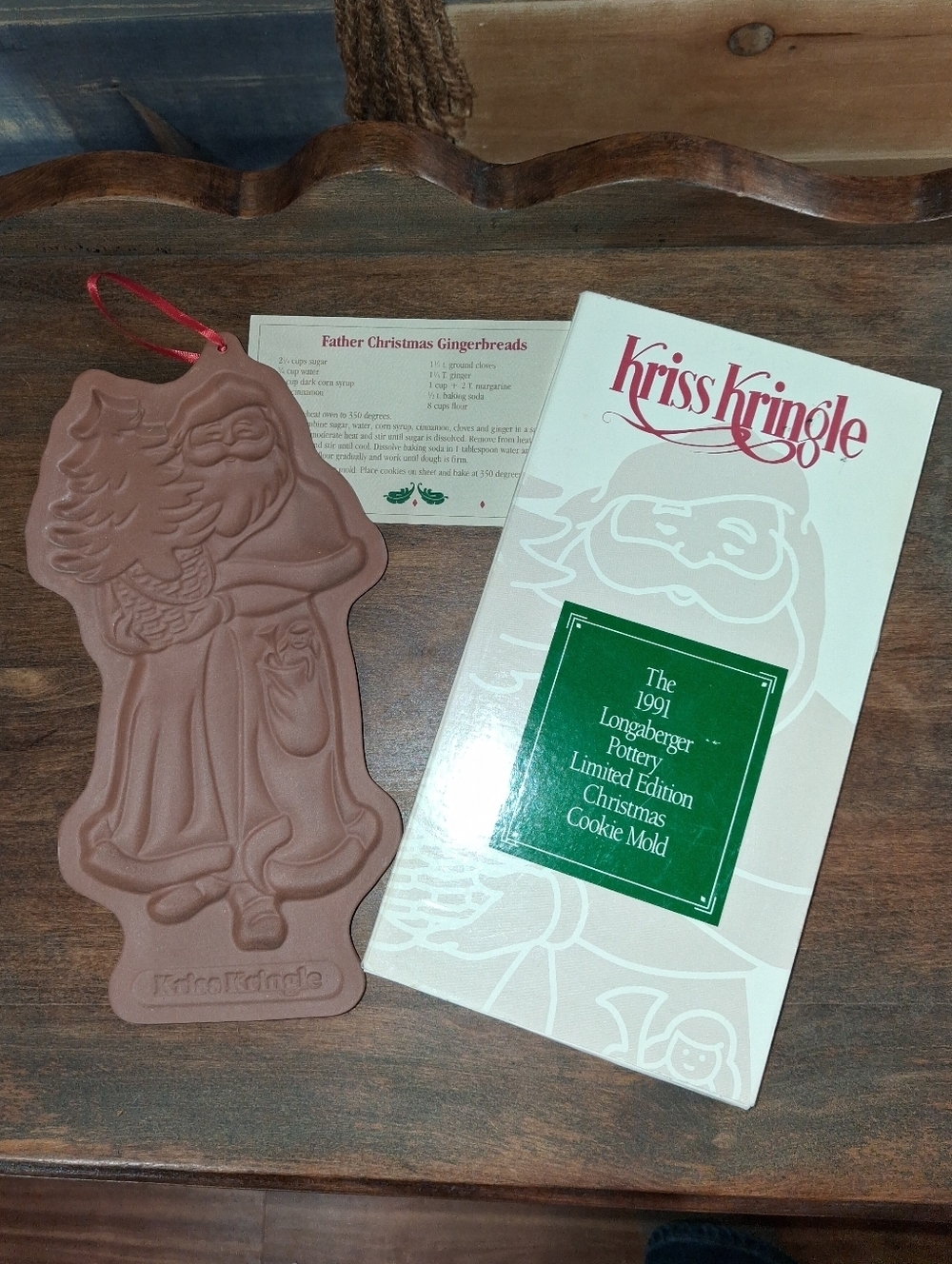 Longaberger Pottery Kriss Kringle Christmas 1991 Cookie Mold